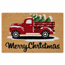 Kate Aurora Christmas Holiday Pick Up Truck Bristled Coir Outdoor Welcome Mat - 18"x30"