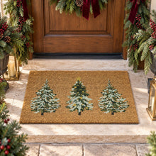 Kate Aurora Snowy Christmas Trees Bristled Coir Outdoor Welcome Mat - 18"x30"