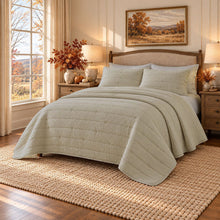 Kate Aurora Ultra Plush 3 Piece Lux Taupe Ribbed Quilt Set - Full/Queen