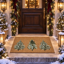 Kate Aurora Snowy Christmas Trees Bristled Coir Outdoor Welcome Mat - 18"x30"
