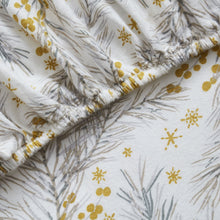 Kate Aurora Holiday Essentials Cozy Bed Collection Deep Pocket 100% Cotton Flannel Christmas Gold Pines 4 Piece Sheet Set - Full