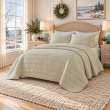 Kate Aurora Ultra Plush 3 Piece Lux Taupe Ribbed Quilt Set - Full/Queen