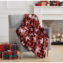 Kate Aurora Winter Plaid Christmas Snowflakes Accent Throw Blanket - 50" x 60"