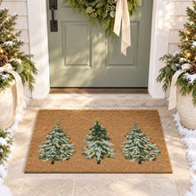 Kate Aurora Snowy Christmas Trees Bristled Coir Outdoor Welcome Mat - 18"x30"