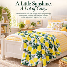 Kate Aurora Ultra Soft & Plush Lemon Garden Fleece Accent Throw Blanket - 50 in. W x 60 in. L