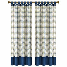 Kate Aurora 1 Piece Joshua Plaid Tattersall Tab Top Window Curtain Panel - 84 in. Long