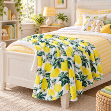 Kate Aurora Ultra Soft & Plush Lemon Garden Fleece Accent Throw Blanket - 50 in. W x 60 in. L