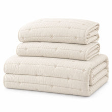 Kate Aurora Ultra Plush 3 Piece Lux Beige Ribbed Quilt Set - Full/Queen