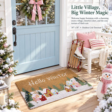 Kate Aurora Hello Winter Christmas Bristled Coir Outdoor Welcome Mat - 18"x30"