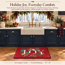 Kate Aurora Red Christmas Joy Heavy Duty Anti Fatigue Non-Skid Memory Foam Kitchen Floor Mat - 18 in. W x 30 in. L