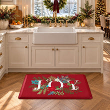 Kate Aurora Red Christmas Joy Heavy Duty Anti Fatigue Non-Skid Memory Foam Kitchen Floor Mat - 18 in. W x 30 in. L