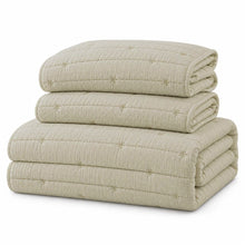 Kate Aurora Ultra Plush 3 Piece Lux Taupe Ribbed Quilt Set - Full/Queen