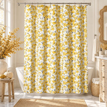 Kate Aurora Margery Shabby Chic Yellow & Gray Floral Fabric Shower Curtain - Standard Size