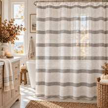 Kate Aurora Akua Autumn Lux Accents Linen Blend Fabric Shower Curtain
