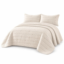Kate Aurora Ultra Plush 3 Piece Lux Beige Ribbed Quilt Set - Full/Queen