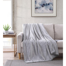 Kate Aurora Ultra Soft & Premium Plush Oversized Pom Pom Accent Fleece Throw Blanket - 50 in. W x 70 in. L - Silver