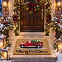 Kate Aurora Christmas Holiday Pick Up Truck Bristled Coir Outdoor Welcome Mat - 18"x30"
