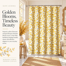 Kate Aurora Margery Shabby Chic Yellow & Gray Floral Fabric Shower Curtain - Standard Size