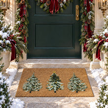 Kate Aurora Snowy Christmas Trees Bristled Coir Outdoor Welcome Mat - 18"x30"