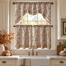 Kate Aurora Audrey Gold Embroidered Complete 3 Piece Tier And Swag Kitchen Curtain Set