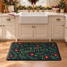 Kate Aurora Merry Christmas Heavy Duty Anti Fatigue Non-Skid Memory Foam Kitchen Floor Mat - 18 in. W x 30 in. L