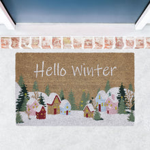 Kate Aurora Hello Winter Christmas Bristled Coir Outdoor Welcome Mat - 18"x30"