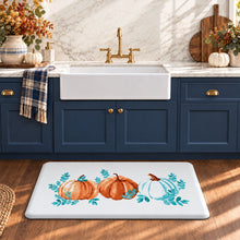 Kate Aurora Teal Pumpkins Anti Fatigue Non-Skid Memory Foam Kitchen Floor Mat - 18 in. W x 30 in. L