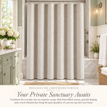 Kate Aurora Serene Haven Wellness Spa Linen Blend Fabric Shower Curtain in Oatmeal