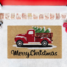 Kate Aurora Christmas Holiday Pick Up Truck Bristled Coir Outdoor Welcome Mat - 18"x30"
