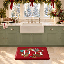Kate Aurora Red Christmas Joy Heavy Duty Anti Fatigue Non-Skid Memory Foam Kitchen Floor Mat - 18 in. W x 30 in. L