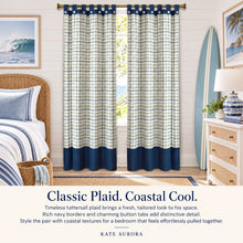 Kate Aurora 1 Piece Joshua Plaid Tattersall Tab Top Window Curtain Panel - 84 in. Long