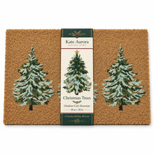 Kate Aurora Snowy Christmas Trees Bristled Coir Outdoor Welcome Mat - 18"x30"