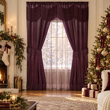 Kate Aurora Hailey Ultra Lux Attached 6 Piece Vintage Merlot Window Curtain Panels And Valance Set