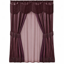 Kate Aurora Hailey Ultra Lux Attached 6 Piece Vintage Merlot Window Curtain Panels And Valance Set