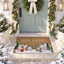 Kate Aurora Hello Winter Christmas Bristled Coir Outdoor Welcome Mat - 18"x30"