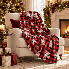 Kate Aurora Winter Plaid Christmas Snowflakes Accent Throw Blanket - 50" x 60"