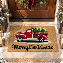 Kate Aurora Christmas Holiday Pick Up Truck Bristled Coir Outdoor Welcome Mat - 18"x30"