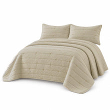 Kate Aurora Ultra Plush 3 Piece Lux Taupe Ribbed Quilt Set - Full/Queen