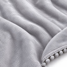 Kate Aurora Ultra Soft & Premium Plush Oversized Pom Pom Accent Fleece Throw Blanket - 50 in. W x 70 in. L - Silver