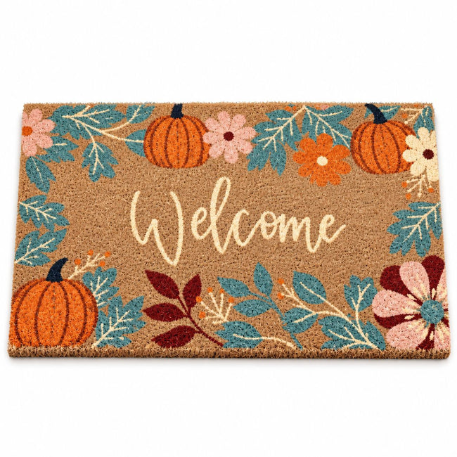 Kate Aurora Welcome Autumn Pumpkins Bristled Coir Outdoor Welcome Home Mat - 18"x30"