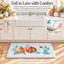 Kate Aurora Teal Pumpkins Anti Fatigue Non-Skid Memory Foam Kitchen Floor Mat - 18 in. W x 30 in. L