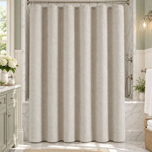 Kate Aurora Serene Haven Wellness Spa Linen Blend Fabric Shower Curtain in Oatmeal