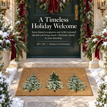 Kate Aurora Snowy Christmas Trees Bristled Coir Outdoor Welcome Mat - 18"x30"