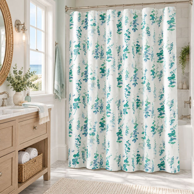Kate Aurora Angelique Watercolor Floral Fabric Shower Curtain - Standard Size