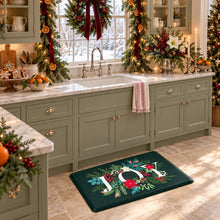 Kate Aurora Green Christmas Joy Heavy Duty Anti Fatigue Non-Skid Memory Foam Kitchen Floor Mat - 18 in. W x 30 in. L