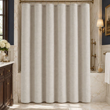 Kate Aurora Serene Haven Wellness Spa Linen Blend Fabric Shower Curtain in Oatmeal