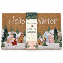 Kate Aurora Hello Winter Christmas Bristled Coir Outdoor Welcome Mat - 18"x30"