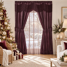 Kate Aurora Hailey Ultra Lux Attached 6 Piece Vintage Merlot Window Curtain Panels And Valance Set
