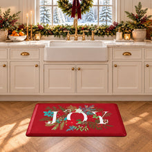 Kate Aurora Red Christmas Joy Heavy Duty Anti Fatigue Non-Skid Memory Foam Kitchen Floor Mat - 18 in. W x 30 in. L