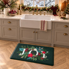 Kate Aurora Green Christmas Joy Heavy Duty Anti Fatigue Non-Skid Memory Foam Kitchen Floor Mat - 18 in. W x 30 in. L